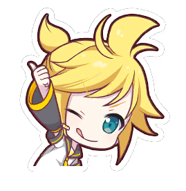 An stamp of Kagamine Len. He is winking while giving a thumbs up.